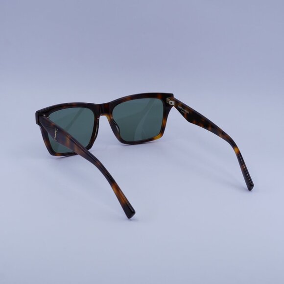 Saint Laurent SLM104 003 Sunglasses Havana Square Frame, Green Lenses - Picture 7 of 13